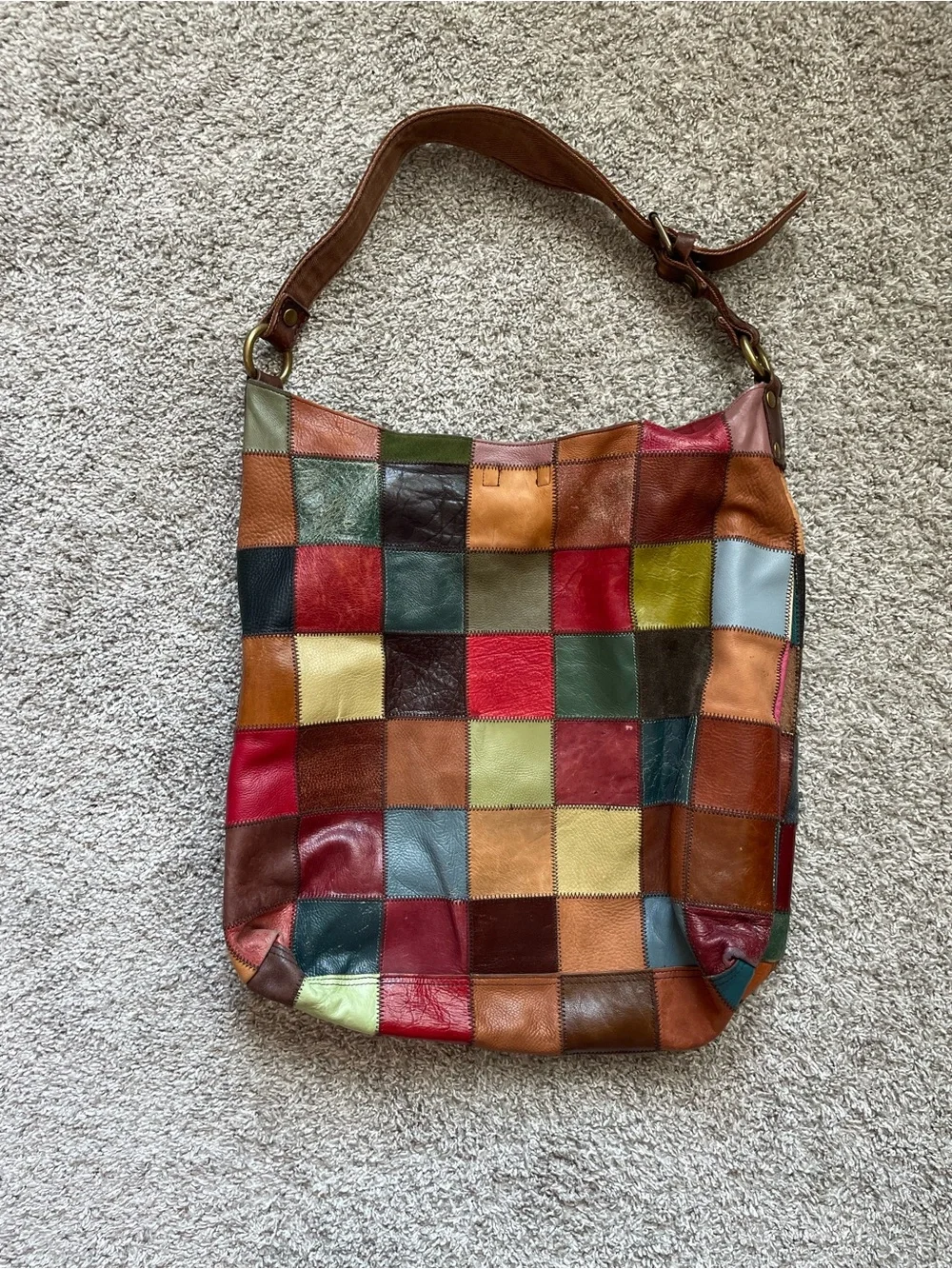 Lucky Brand Multicolor Patchwork Leather Hobo - Brown, Red, Green, Blue